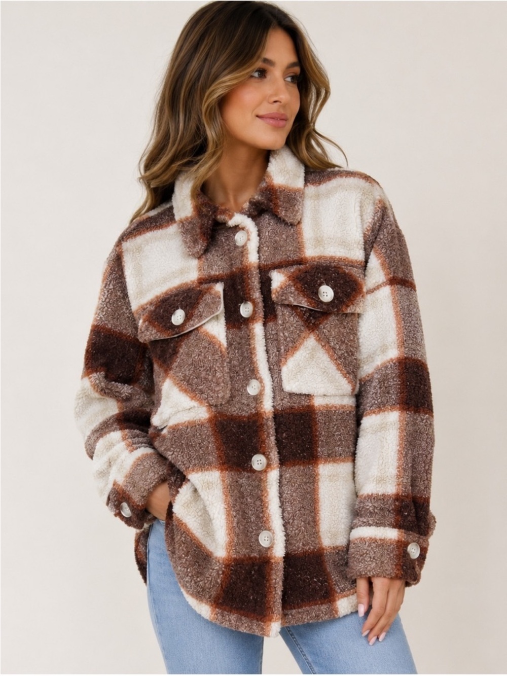 NWOT Abercrombie Plaid Fleece Lined Shacket